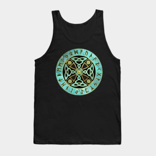 Decorative Celtic Cross  and Runes alphabet Tank Top